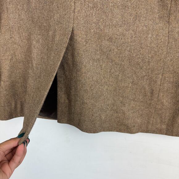 StudioSuits Handcrafted 100% Wool Blazer Jacket Brown Tan Herringbone - 42L Long - Picture 6 of 10